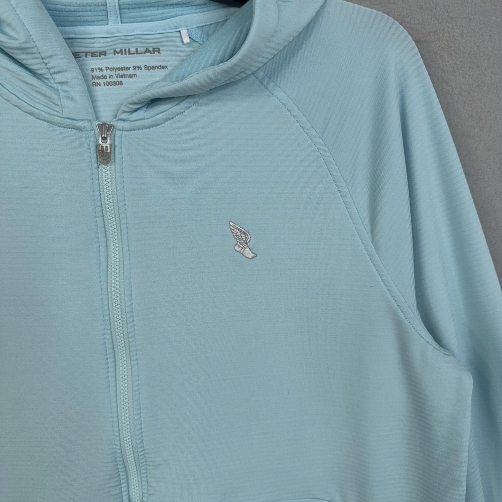 Peter Millar Hoodie Womens Large Blue Full Zip Lightweight Stretch Knit Jacket - Picture 2 of 9